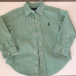 Ralph Lauren Kids Green Striped Poplin Dress Shirt